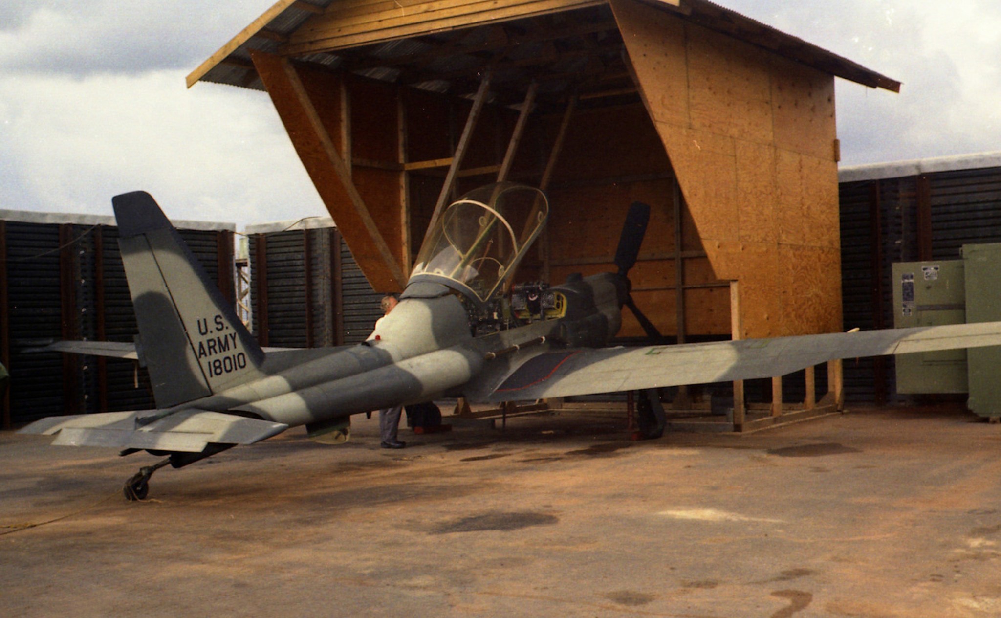 YO-3A  in its original livery covert serving as a nighttime battlefield surveillance aircraft.