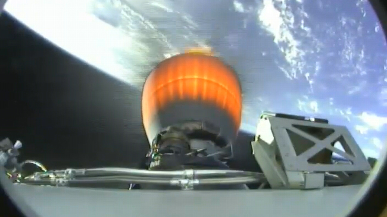 The second stage burns during ascent 