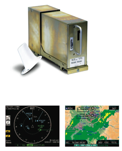 The Garmin GDL-90 ADS-B unit generates aircraft position data that is displayed on the pilot's multi-function instrument display
