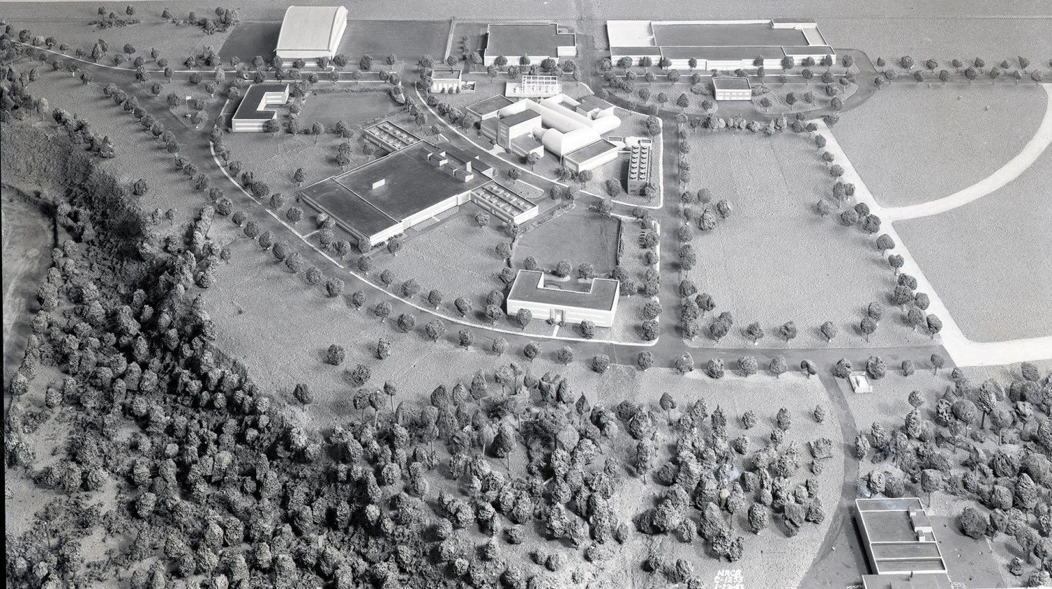 NACA plot model overhead view in black and white.