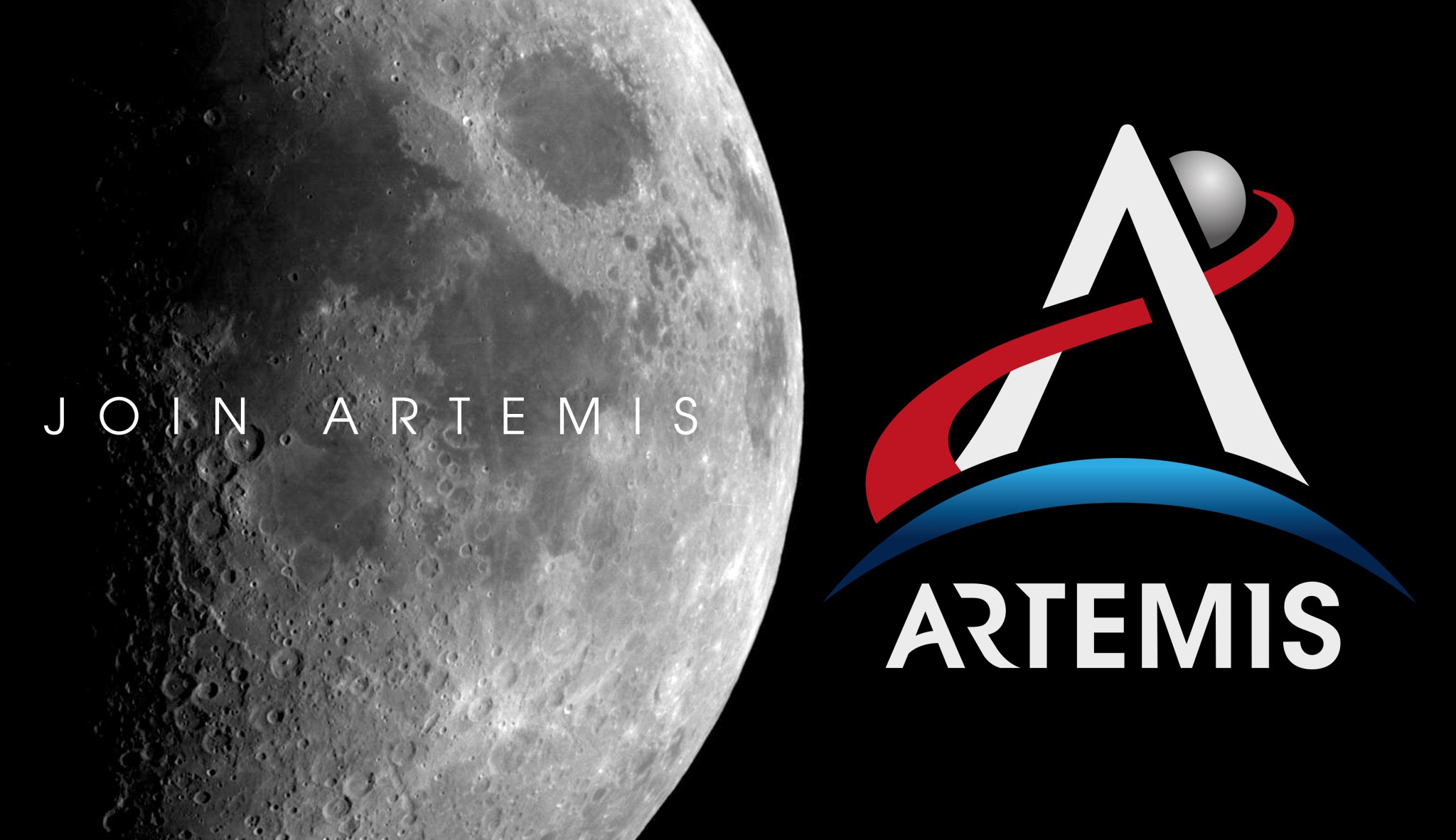 Image of the Moon and Artemis Logo