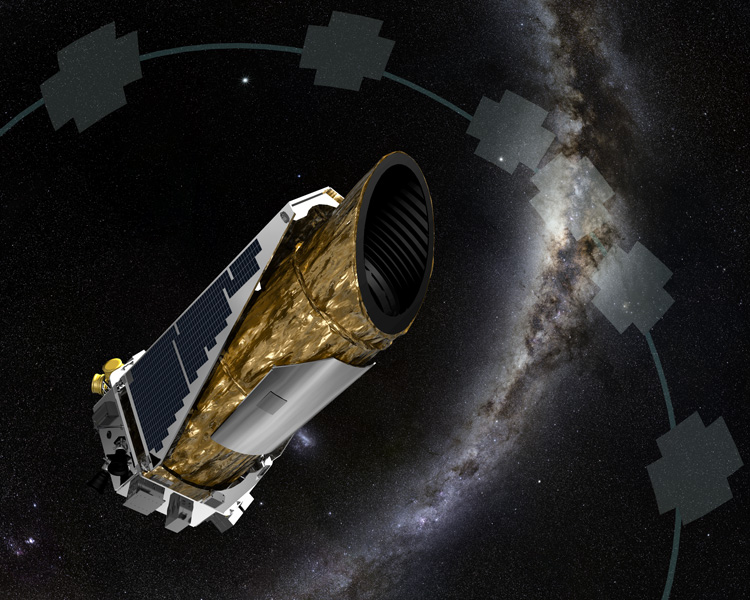 The artistic concept shows NASA's planet-hunting Kepler spacecraft operating in a new mission profile called K2