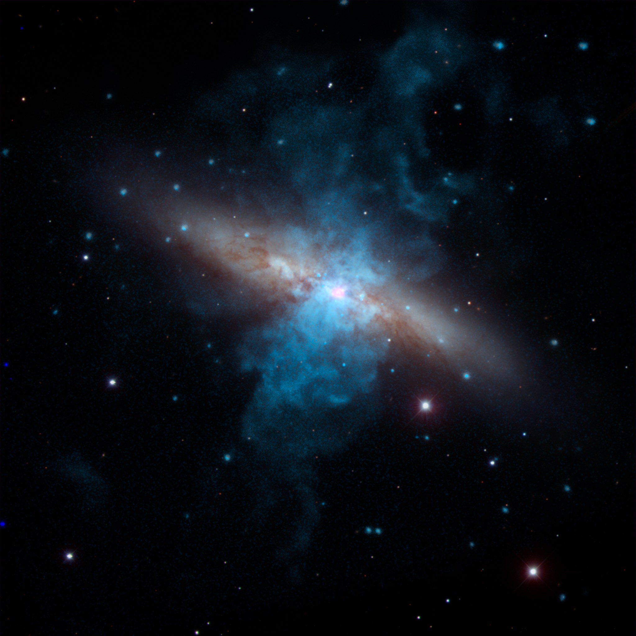 A composite image of the brightest pulsar ever recorded, M82X-2