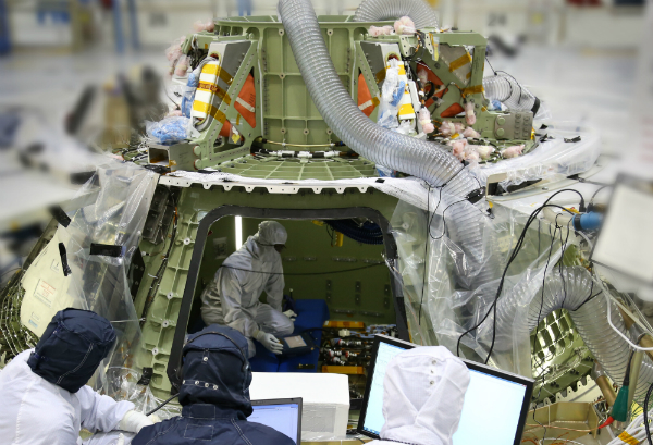 Orion's avionics system was installed on the crew module and powered up for a series of systems tests at NASA's Kennedy Space Center in Florida last week. 