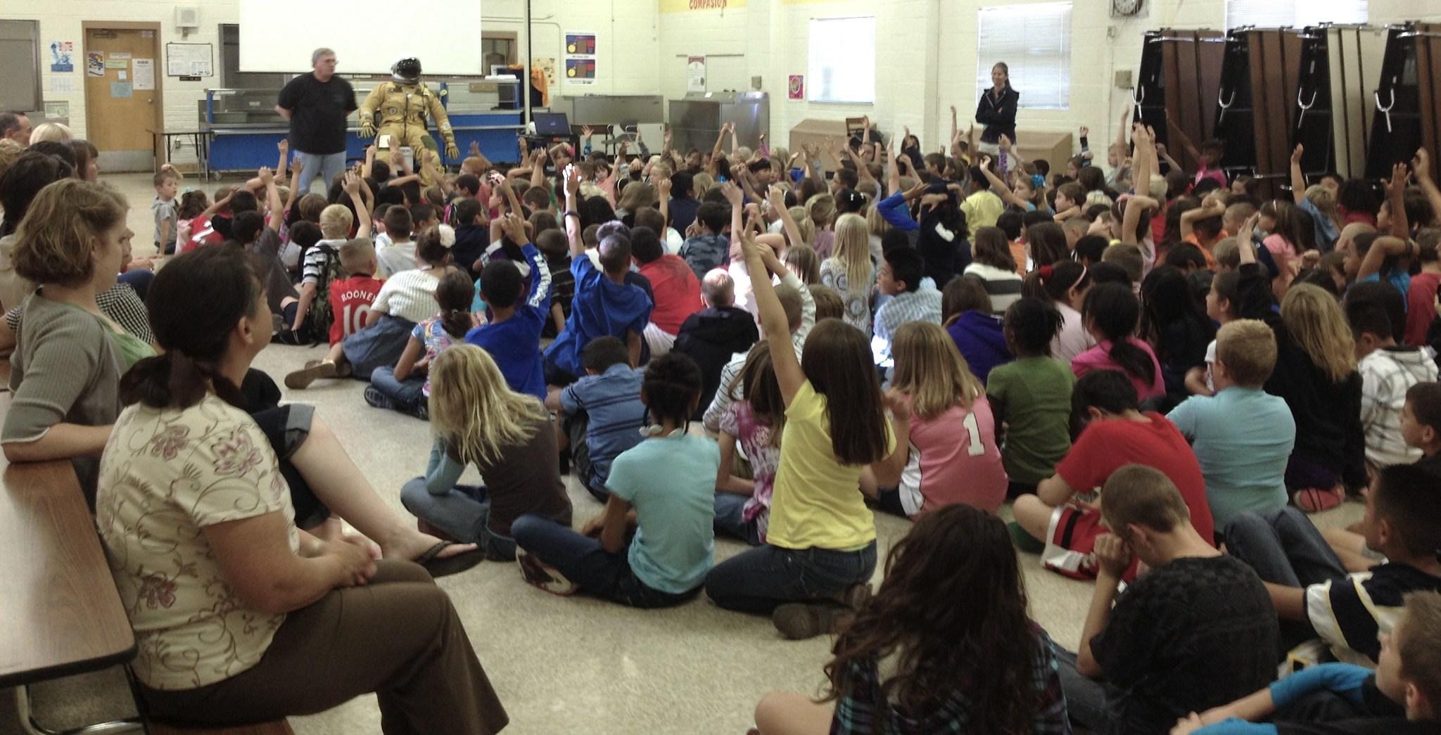 Students at an Albuquerque area elementary school peppered former NASA Dryden life support technician Jim Sokolik with questions