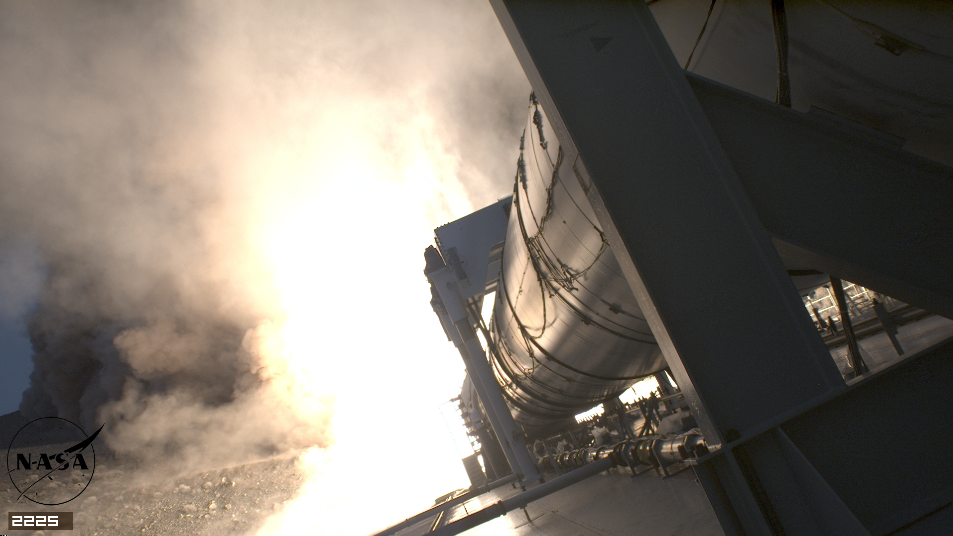 A screenshot of the cameras cycling through different settings during the two-minute booster firing. 