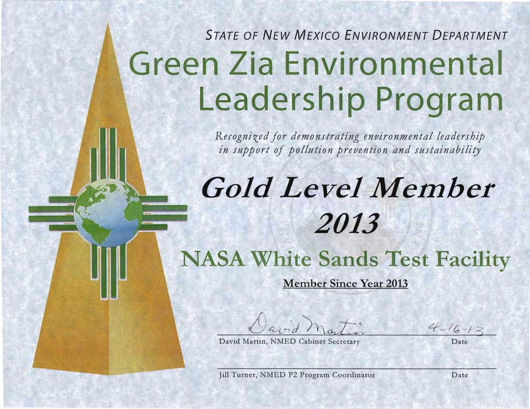 Gold Level Member for the NMED Green Zia Environmental Leadership Program