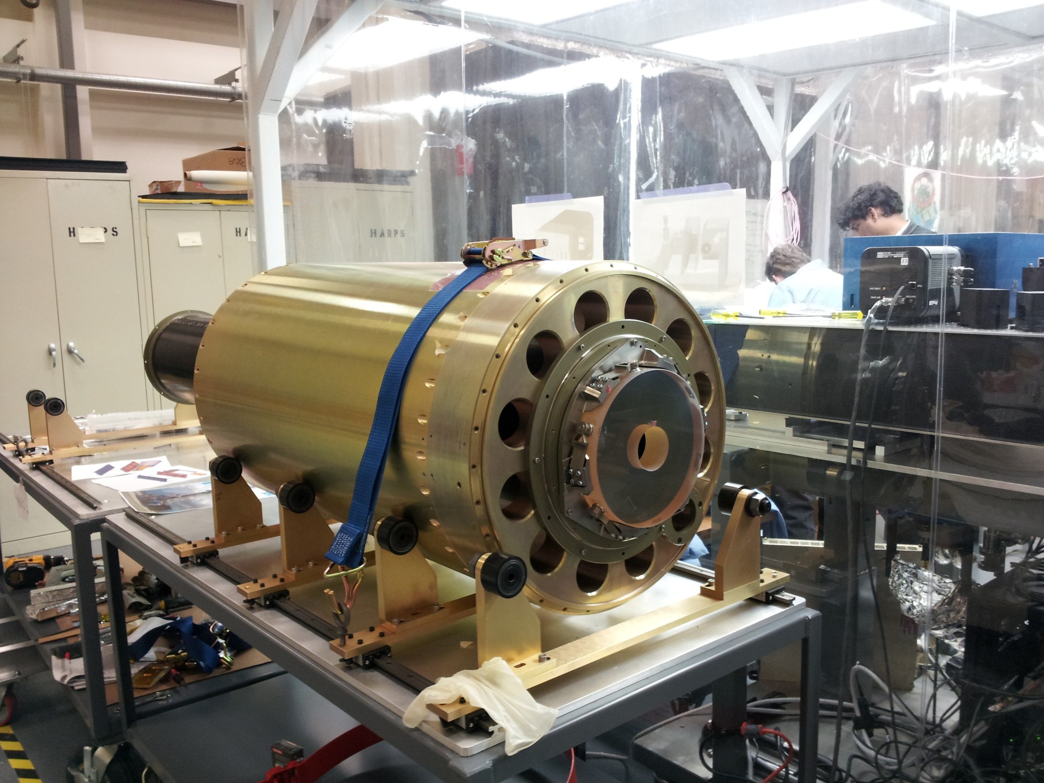 The Hi-C instrument on the integration table at the Harvard-Smithsonian Center for Astrophysics.