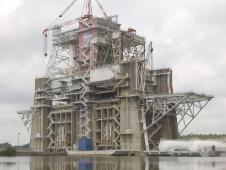 The B1, B2 Test Stand is a dual-position, vertical, static-firing structure built at NASA's John C. Stennis Space Center in the 1960s.