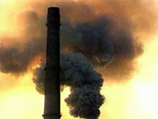 A factory emitting pollution into the air