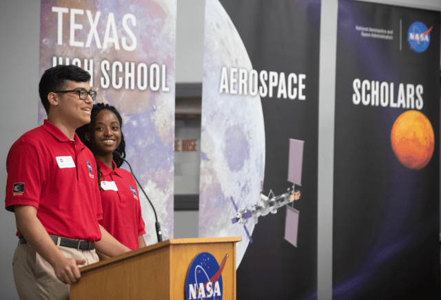 Two student speakers at the Texas High School Aerospace Scholars