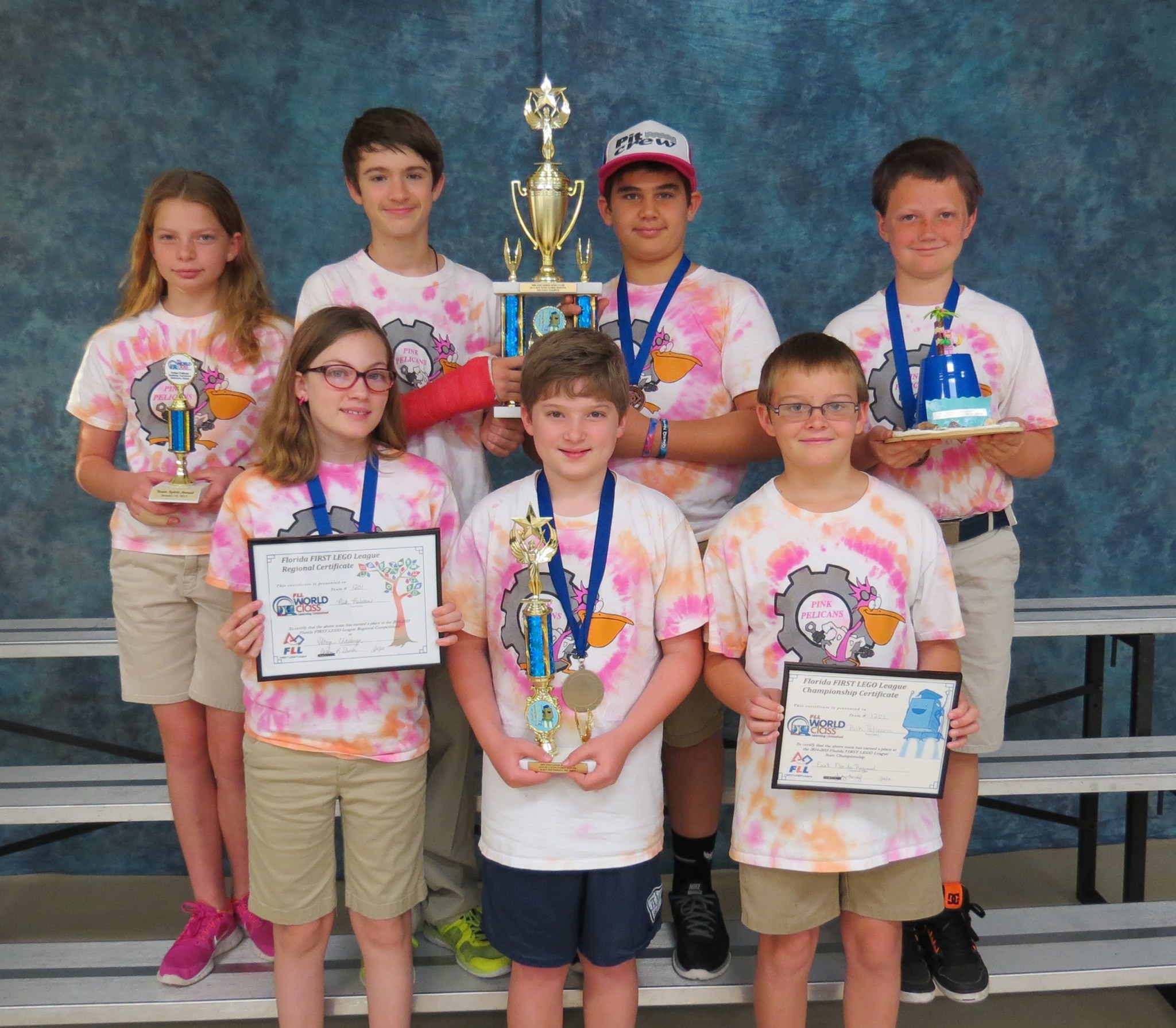 A group of students from the Florida FIRST Lego League Championship pose for a photo.
