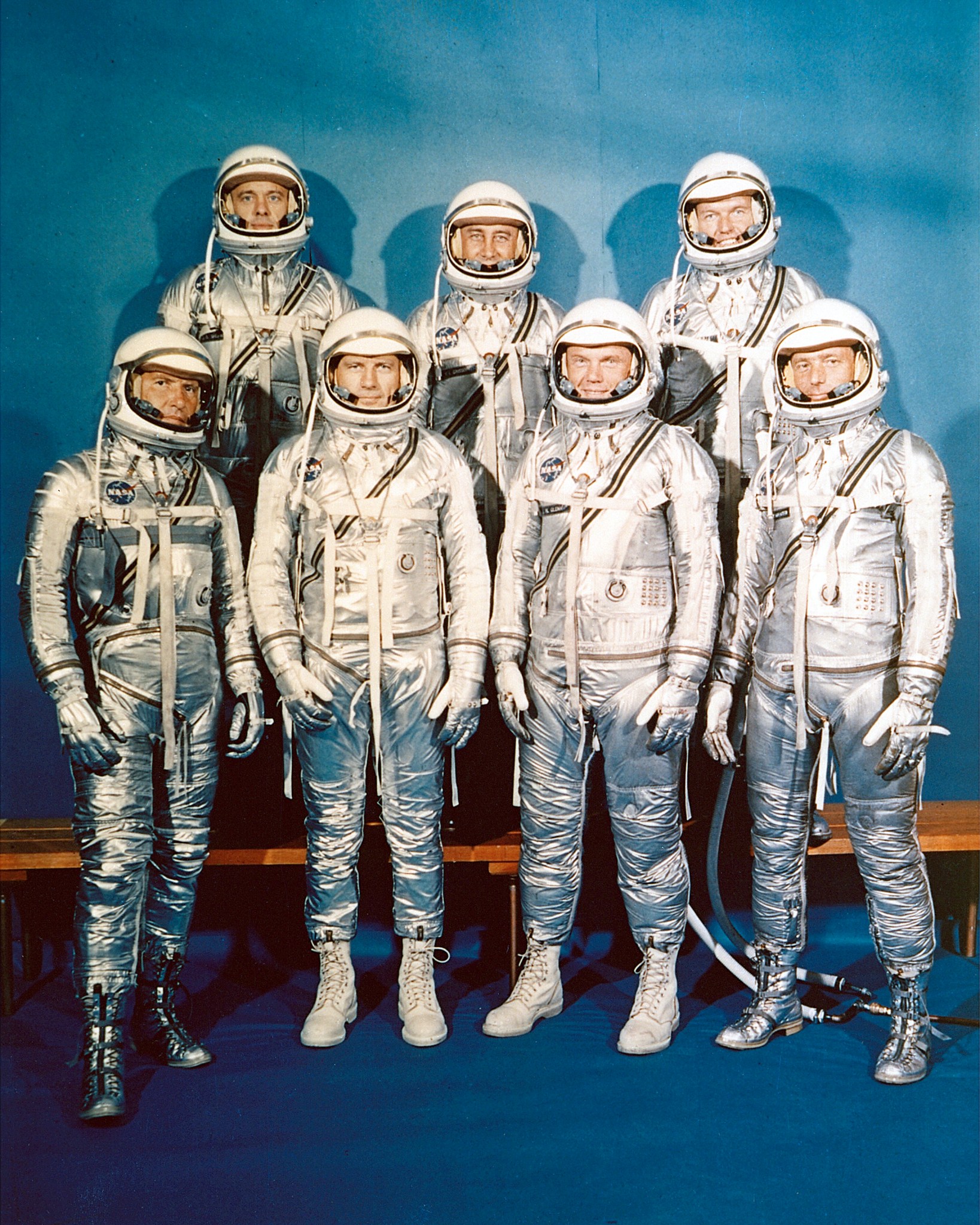A photo of seven project Mercury astronauts