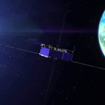 Image of GPS satellite orbiting Earth.