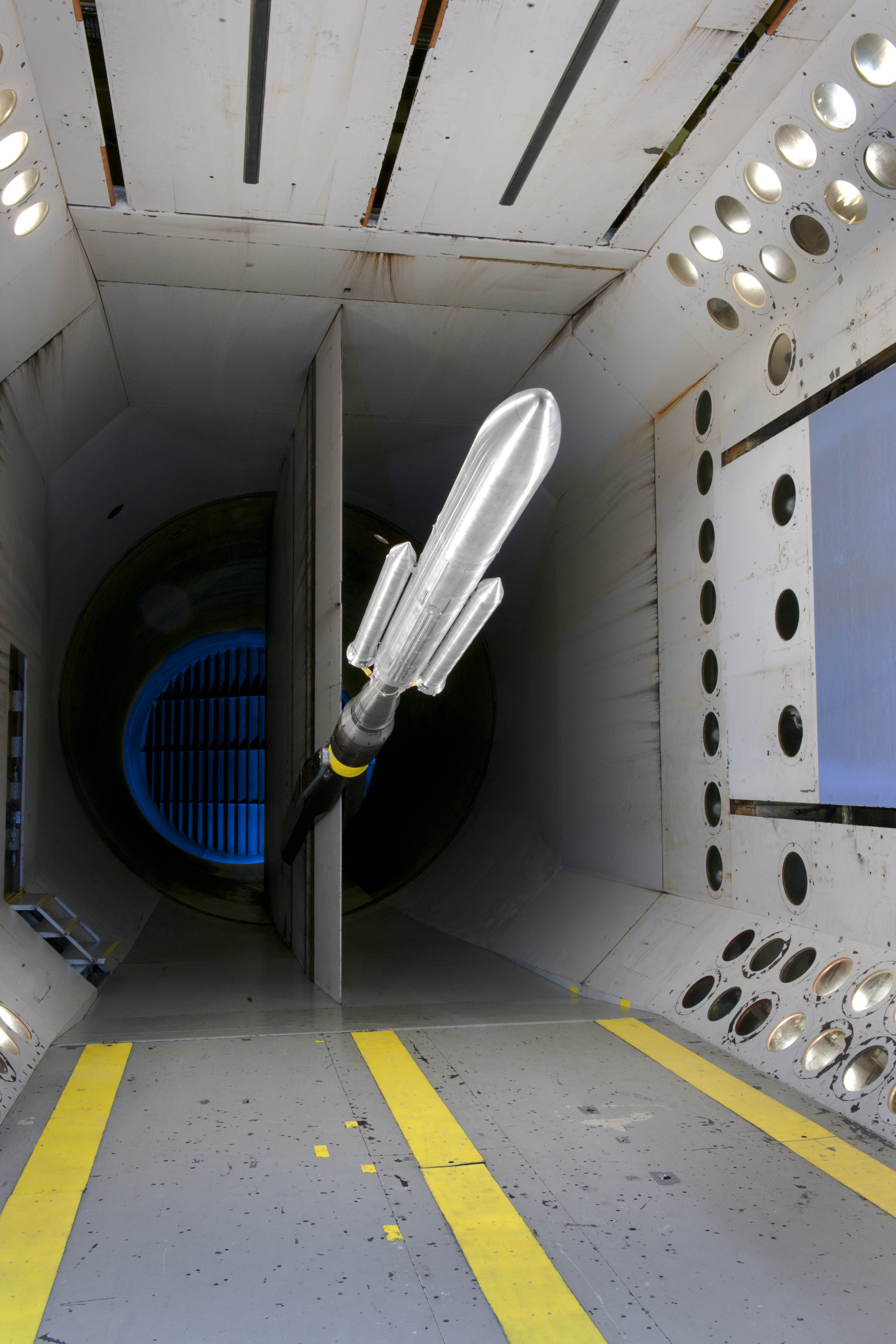 Model rocket in wind tunnel