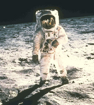 Astronaut standing on the lunar surface