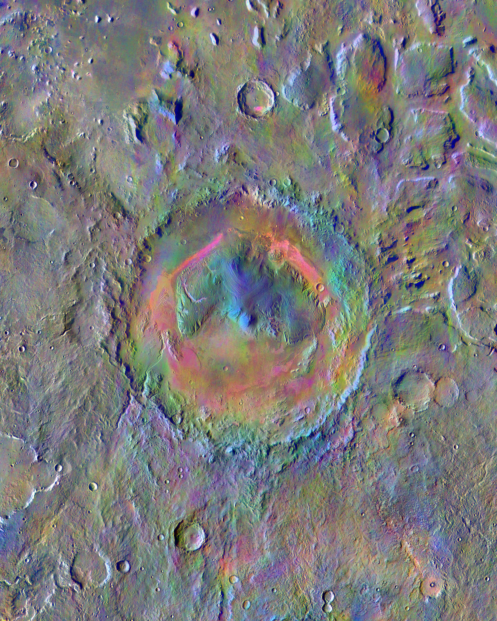 NASA Odyssey image of Gale Crater on Mars