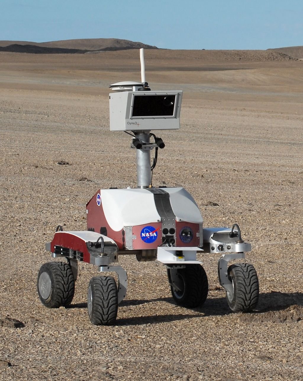 Robot in a desert landscape