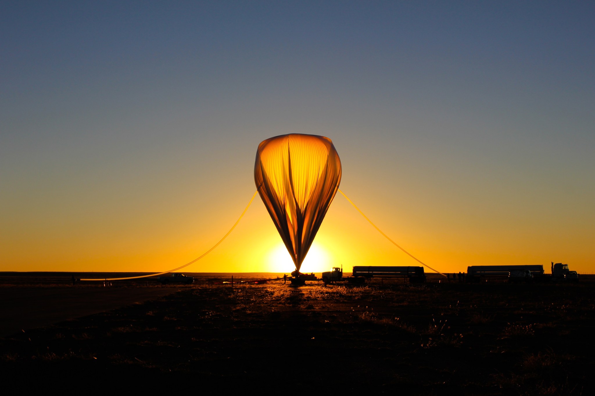 Balloon launch at dawn.