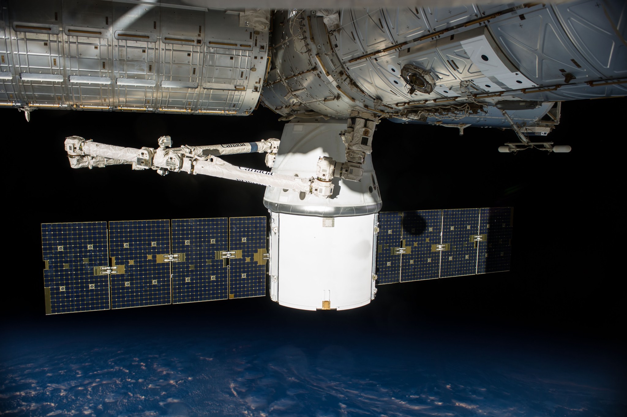 Spacecraft attached to the International Space Station