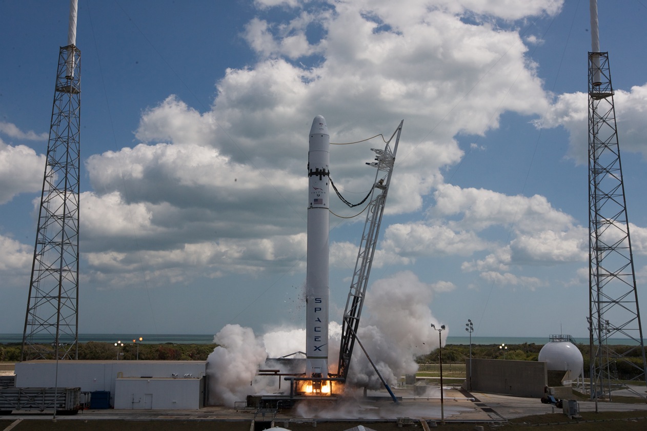 A photo of a Falcon 9 rocket launching