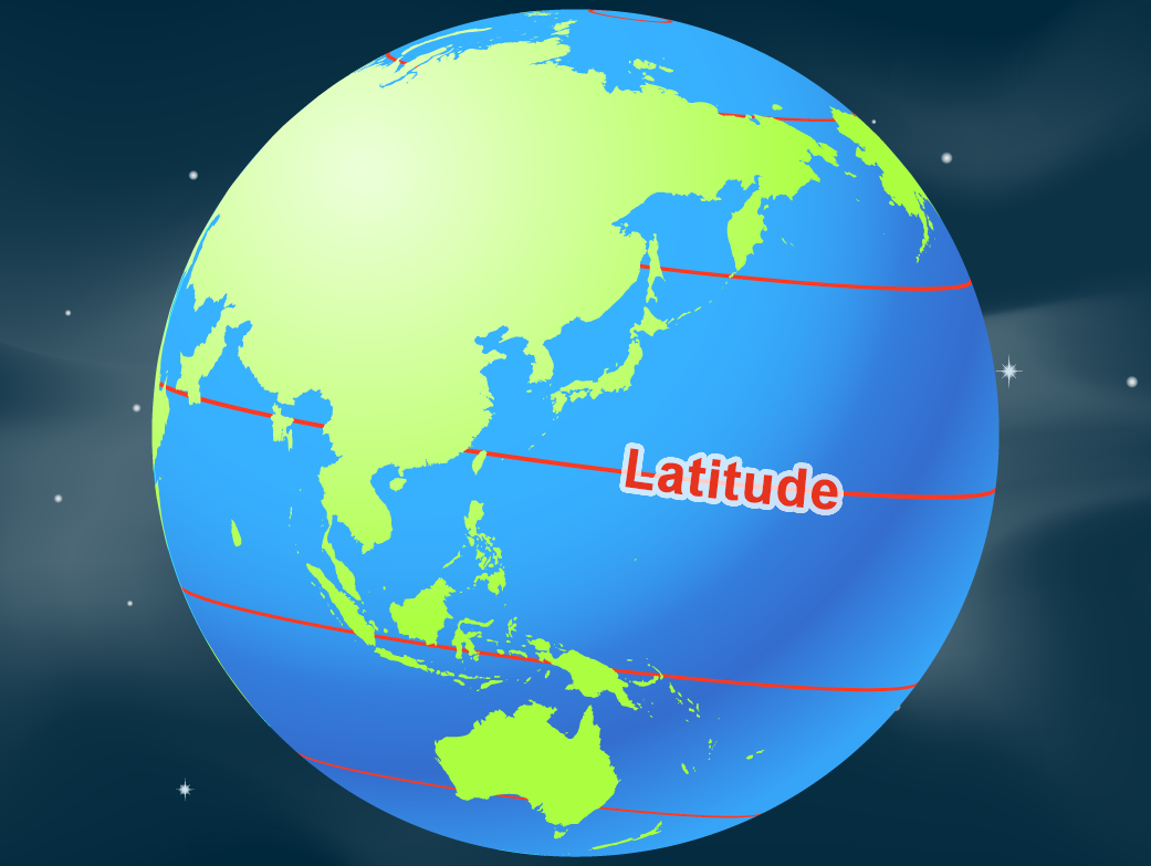 Map with lines of latitude labeled