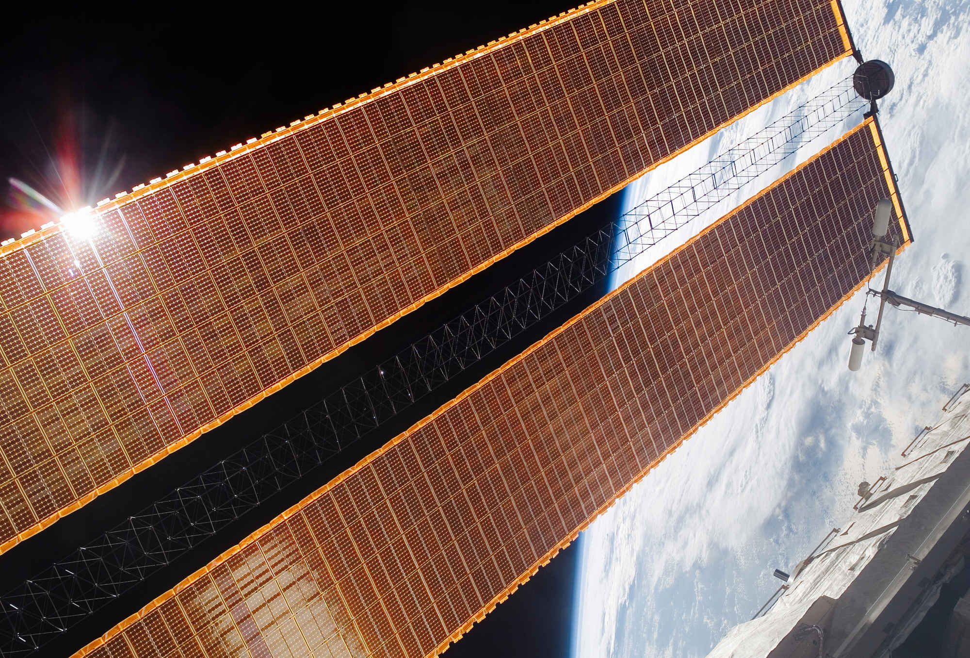 A view of the International Space Station's solar arrays