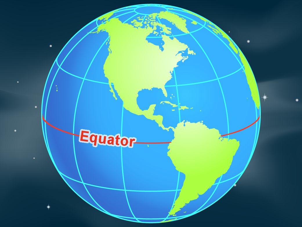 Map with equator labeled