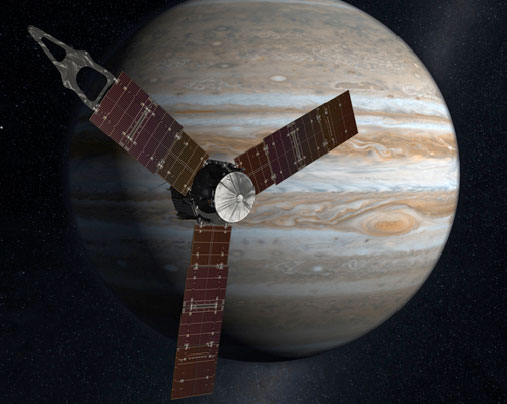 Juno spacecraft orbiting Jupiter