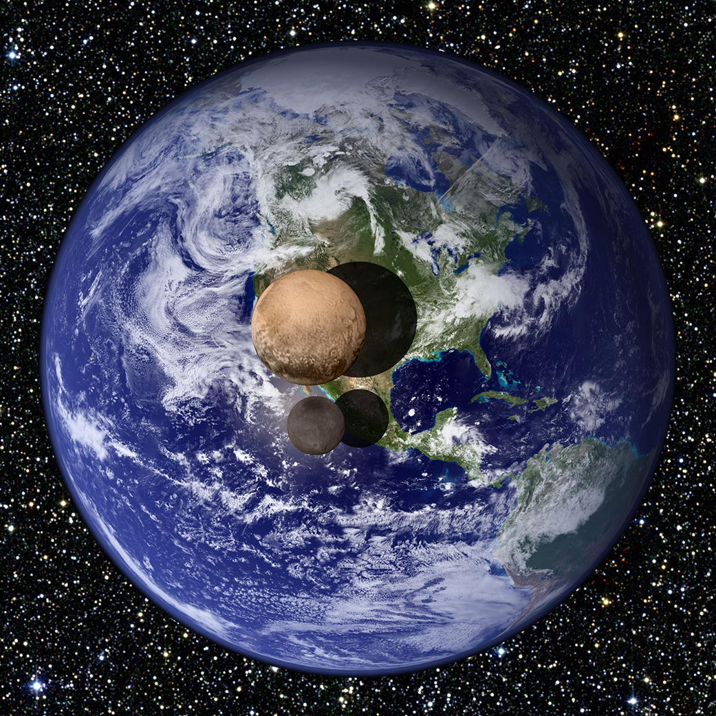 Earth comparison with Pluto and Charon