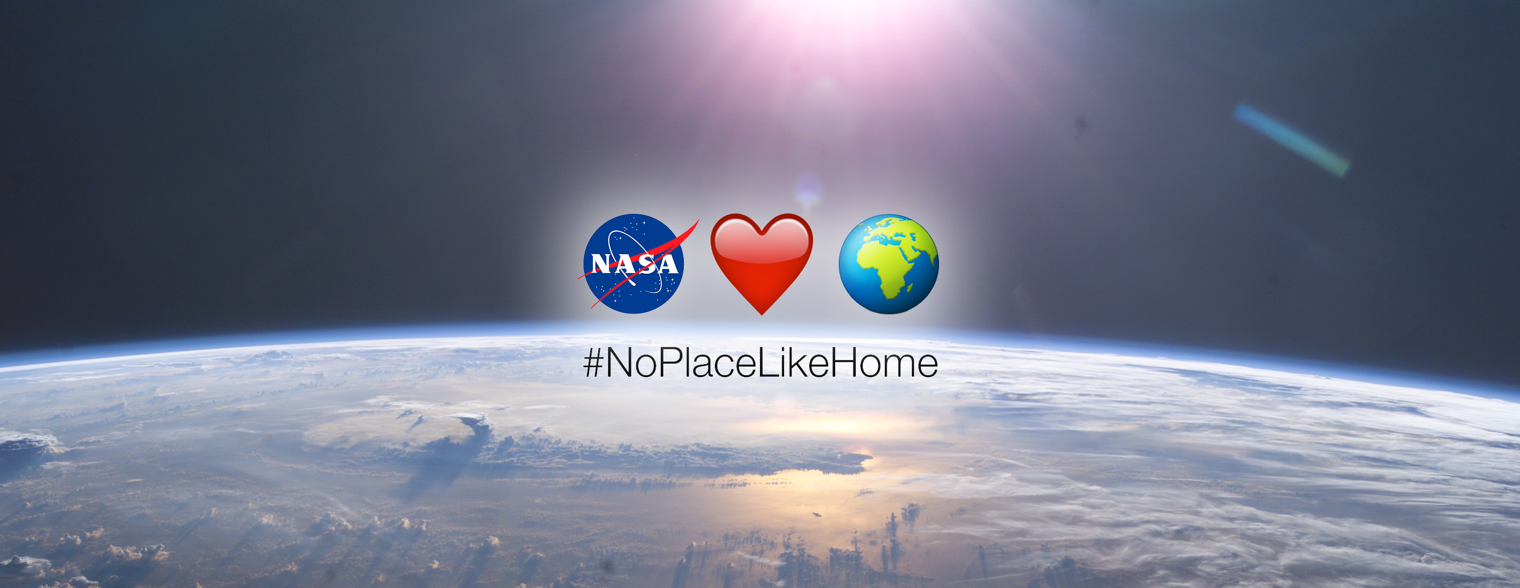 #NoPlaceLikeHome emojis superimposed over an Earth photograph from the ISS
