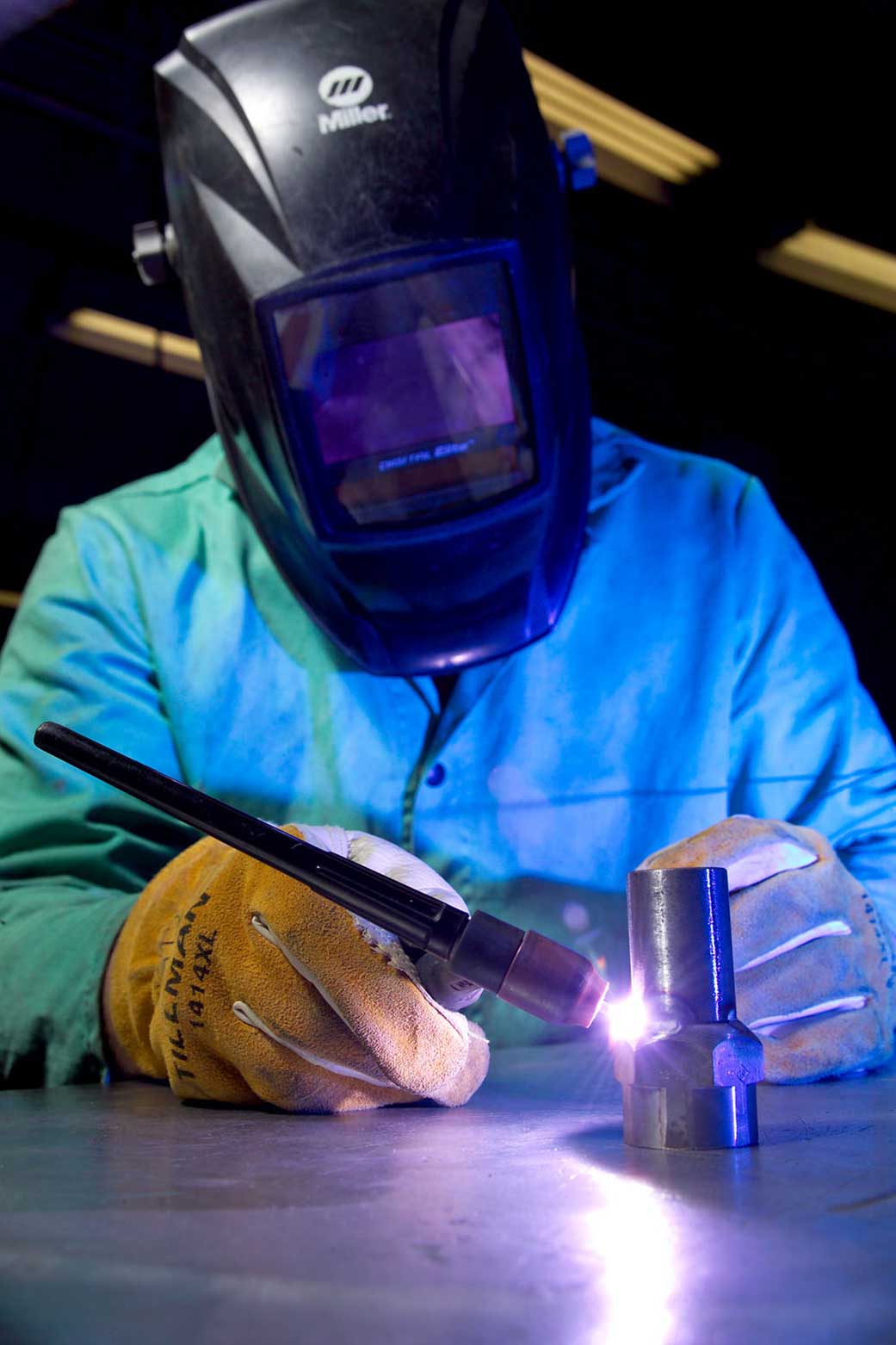 Our welders fabricate intricate parts for aerospace applications.