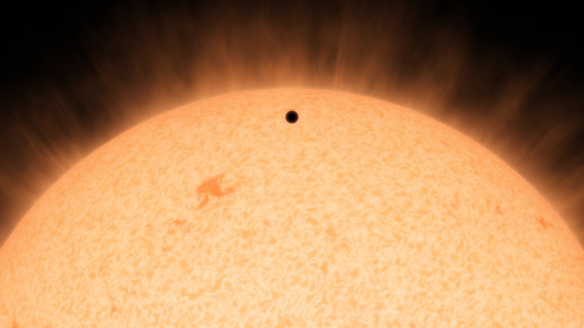 This artist's concept shows the silhouette of a rocky planet, dubbed HD 219134b