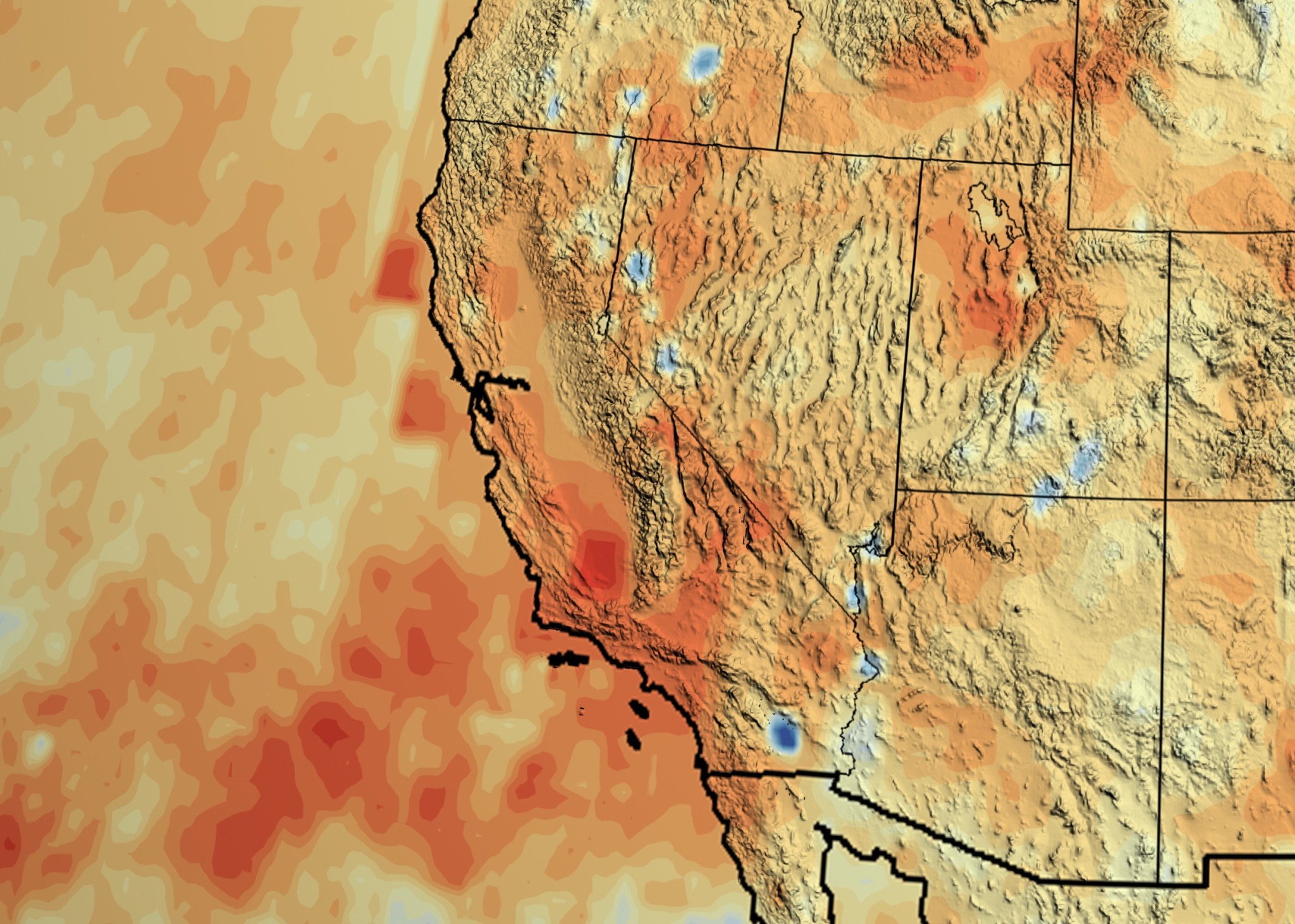 California's accumulated precipitation “deficit” from 2012 to 2014 from satellite data.
