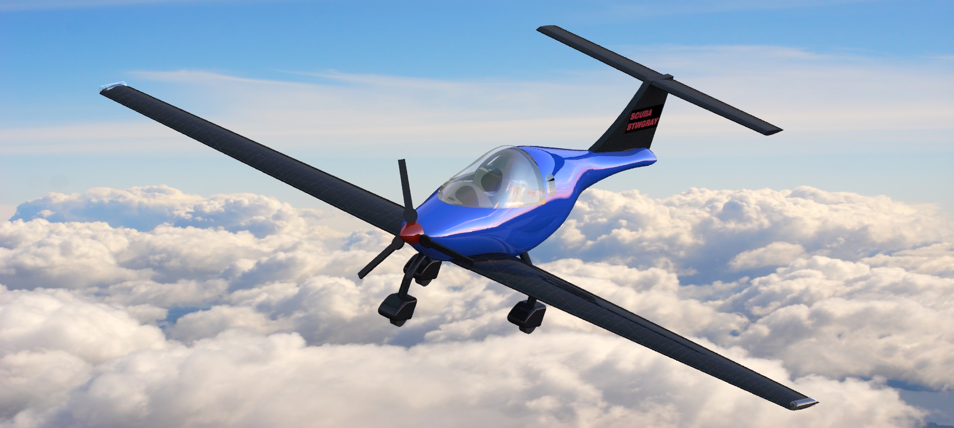 Artist concept of the SCUBA Stingray future aircraft design.