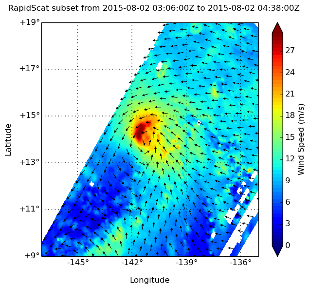 windspeed information on Guillermo