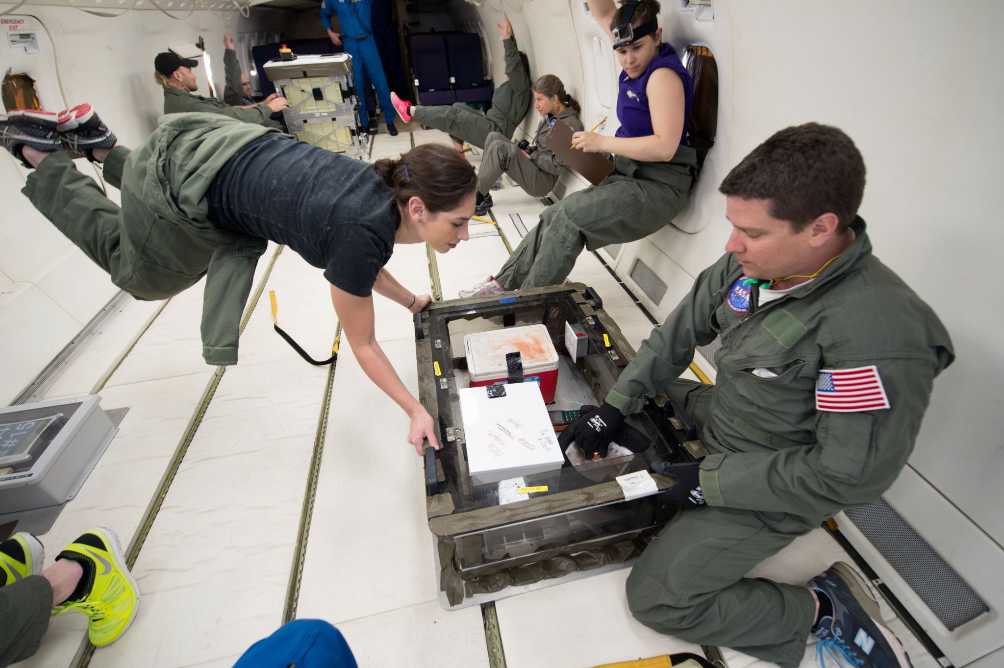 Northwestern University researchers gathered data for their foam experiment during parabolic flight.