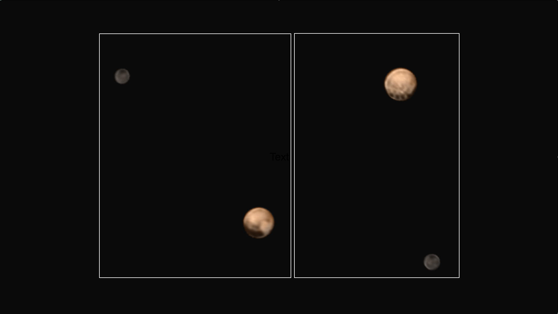 Pluto shows two remarkably different sides in these color images of the planet and its largest moon Charon taken by New Horizons