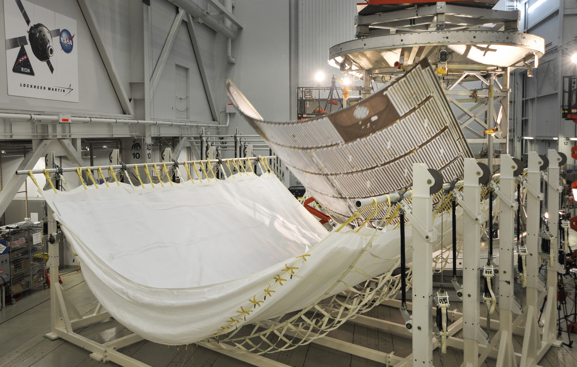 An Orion fairing panel separates