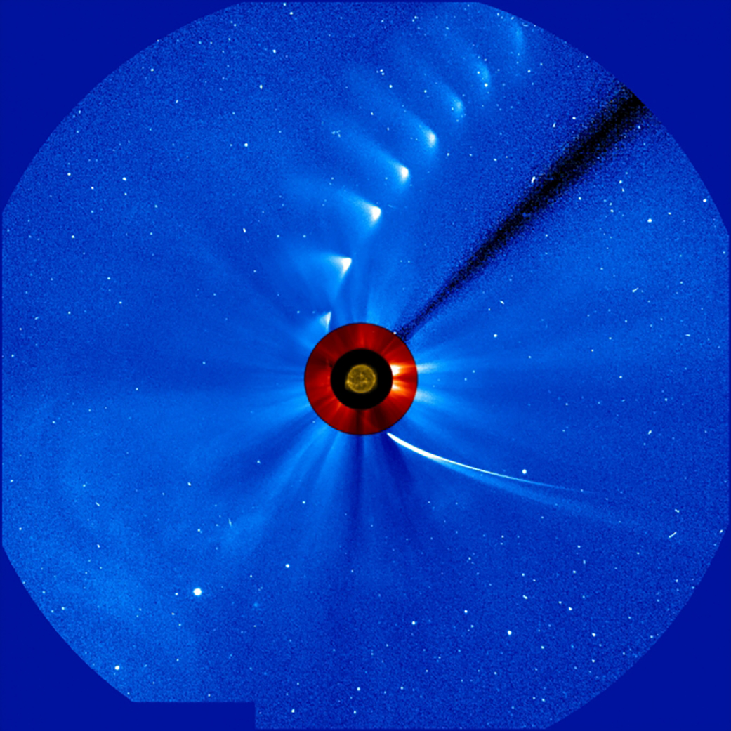 One of the more well-known comets observed by SOHO is Comet ISON, seen in the this time lapse photo from Nov. 28, 2013.