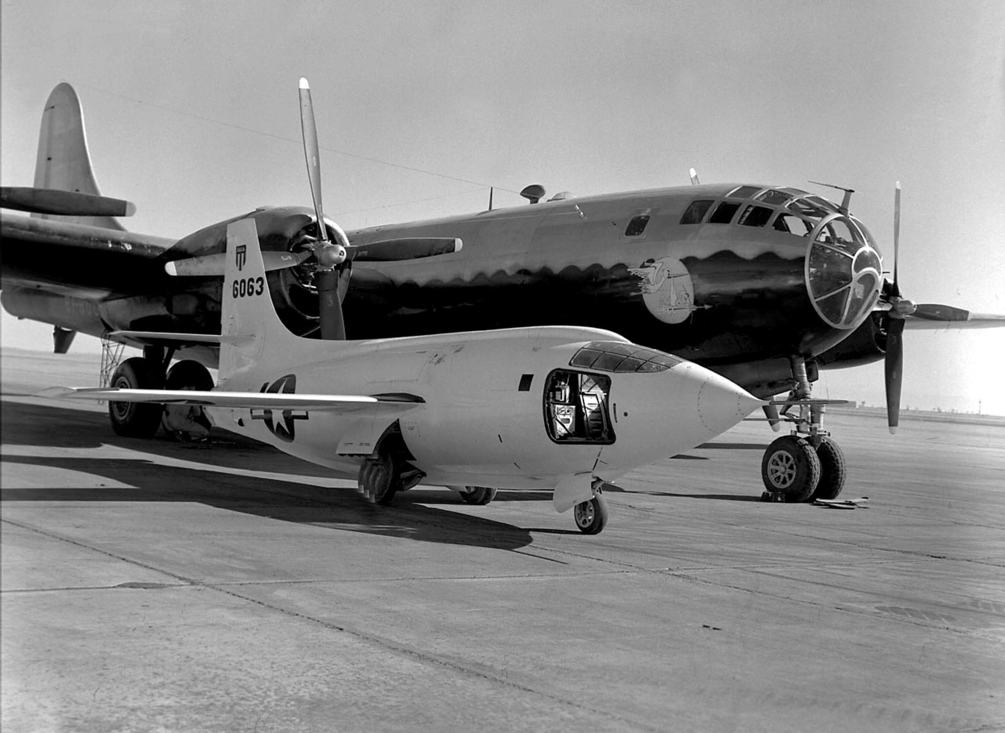 XS-1 sits on the ramp with the B-29 mothership
