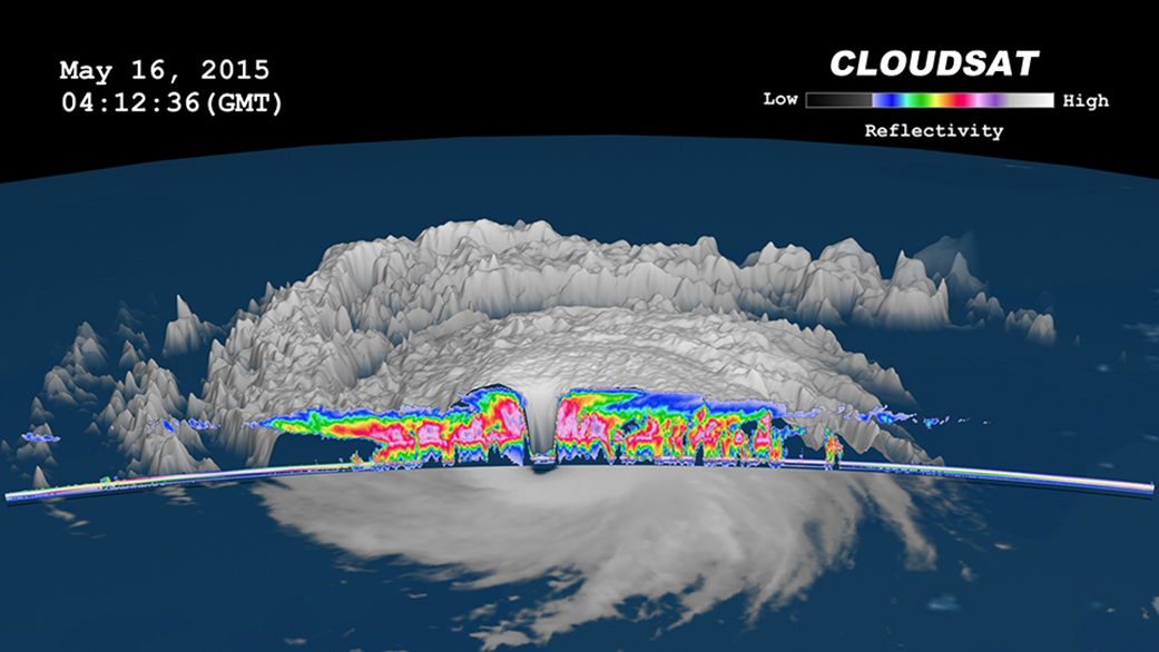 image of typhoon dolphin with data overlay