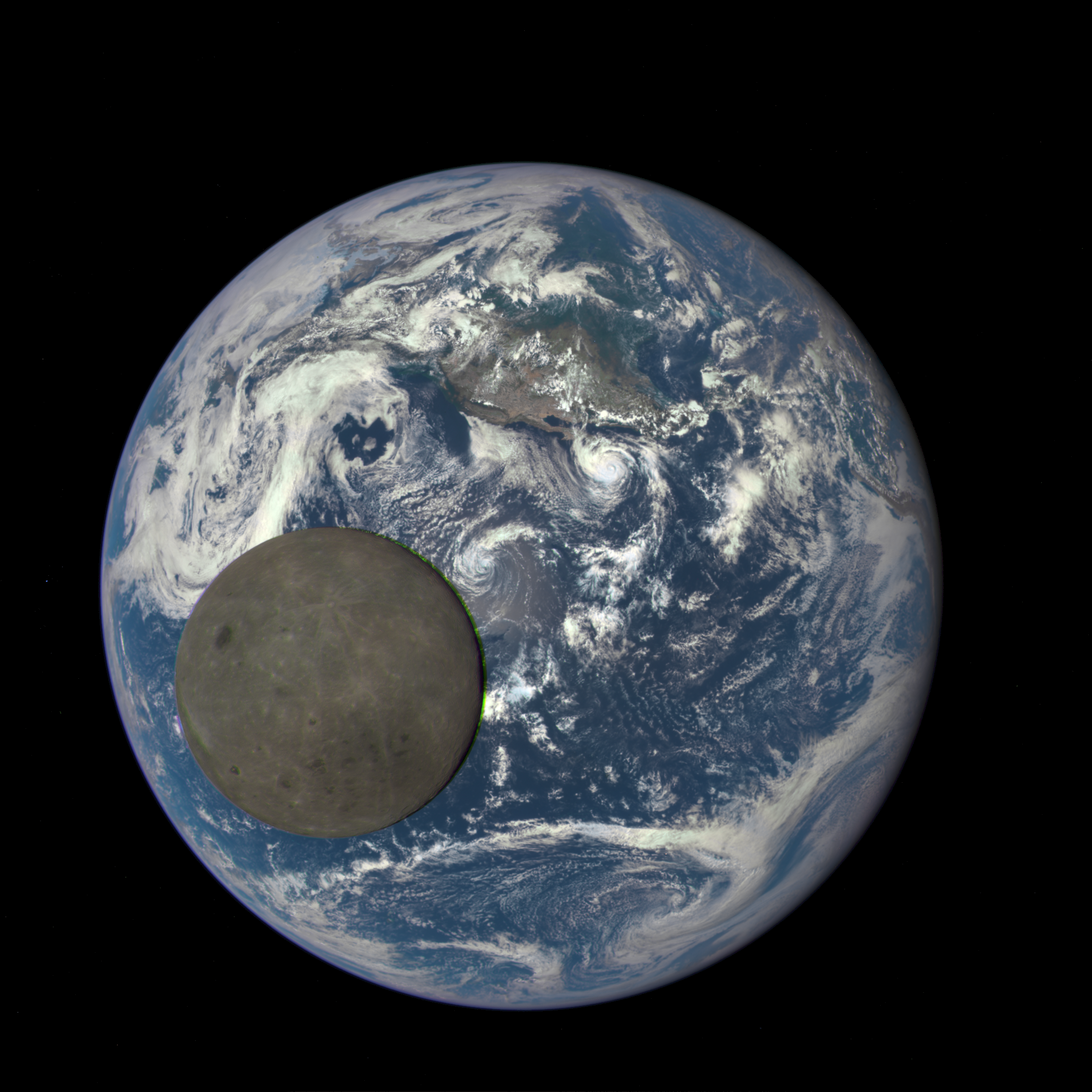 moon's far side overlapping the Earth