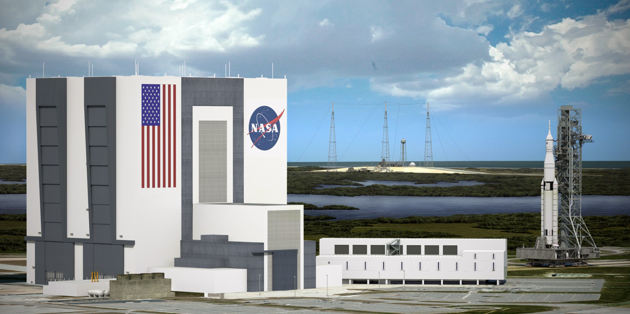 Illustration of the Vehicle Assembly Building and Mobile Launcher.