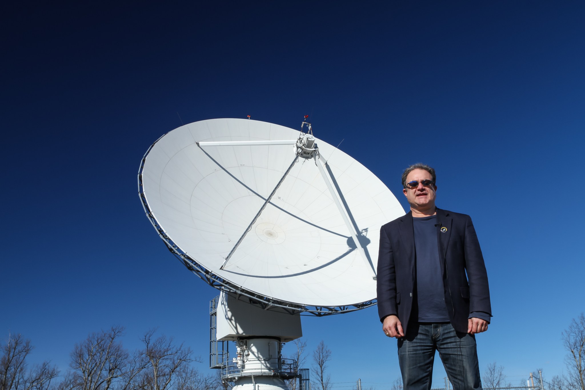 Morehead State University professor Ben Malphrus with satellite dish