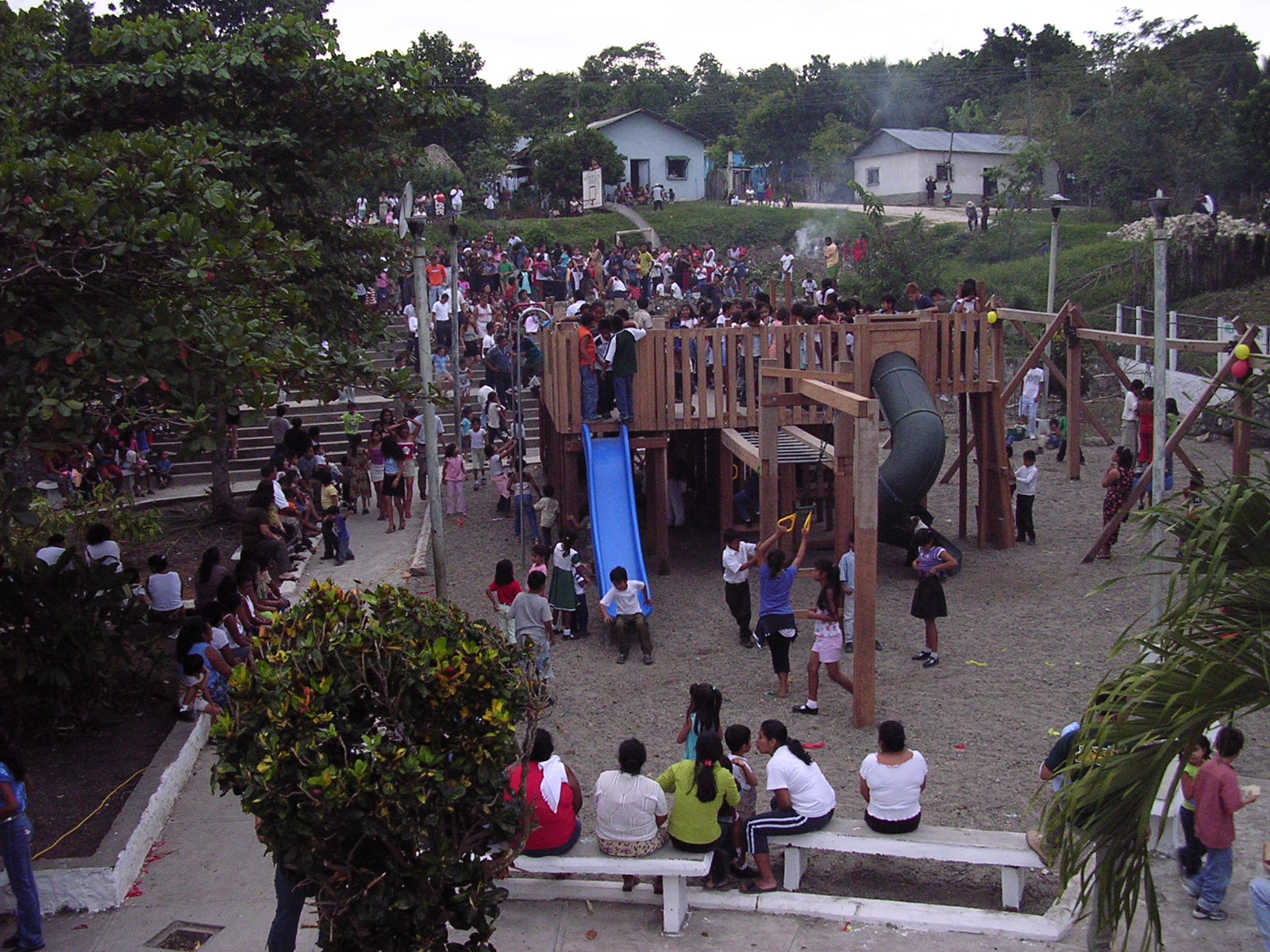 Hundreds of children frolic in the Carlos Soza Manzanero playground in San Andrés, Guatemala.