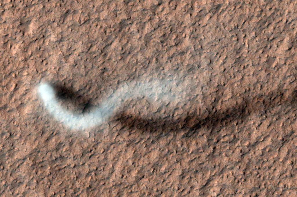dust devil and its shadow on Mars