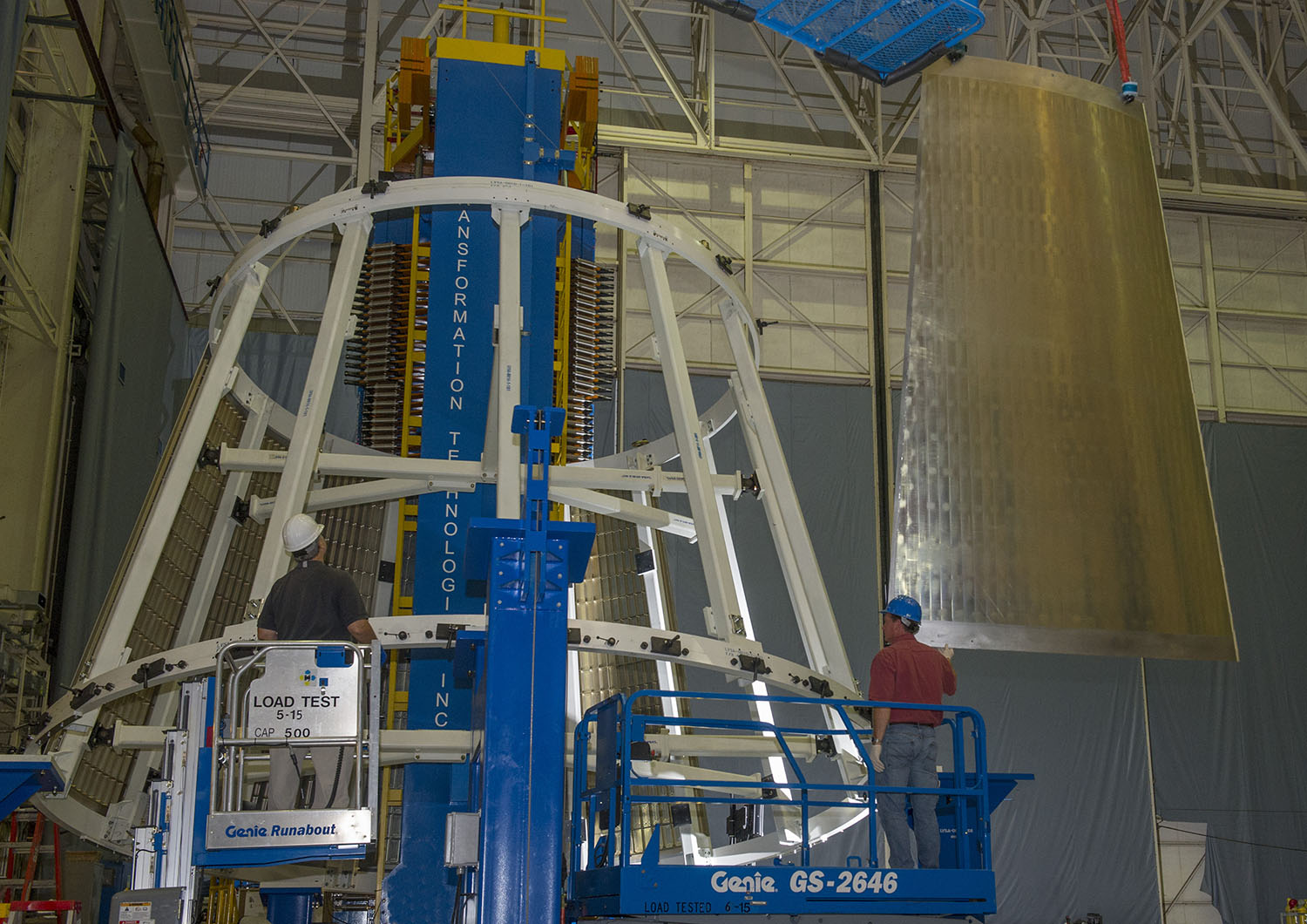 welding on structural test article of the launch vehicle stage adapter (LVSA)