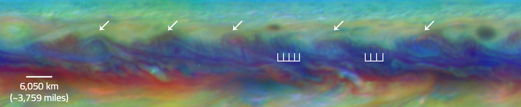 rare wave patter in Jupiter's North Equatorial Belt