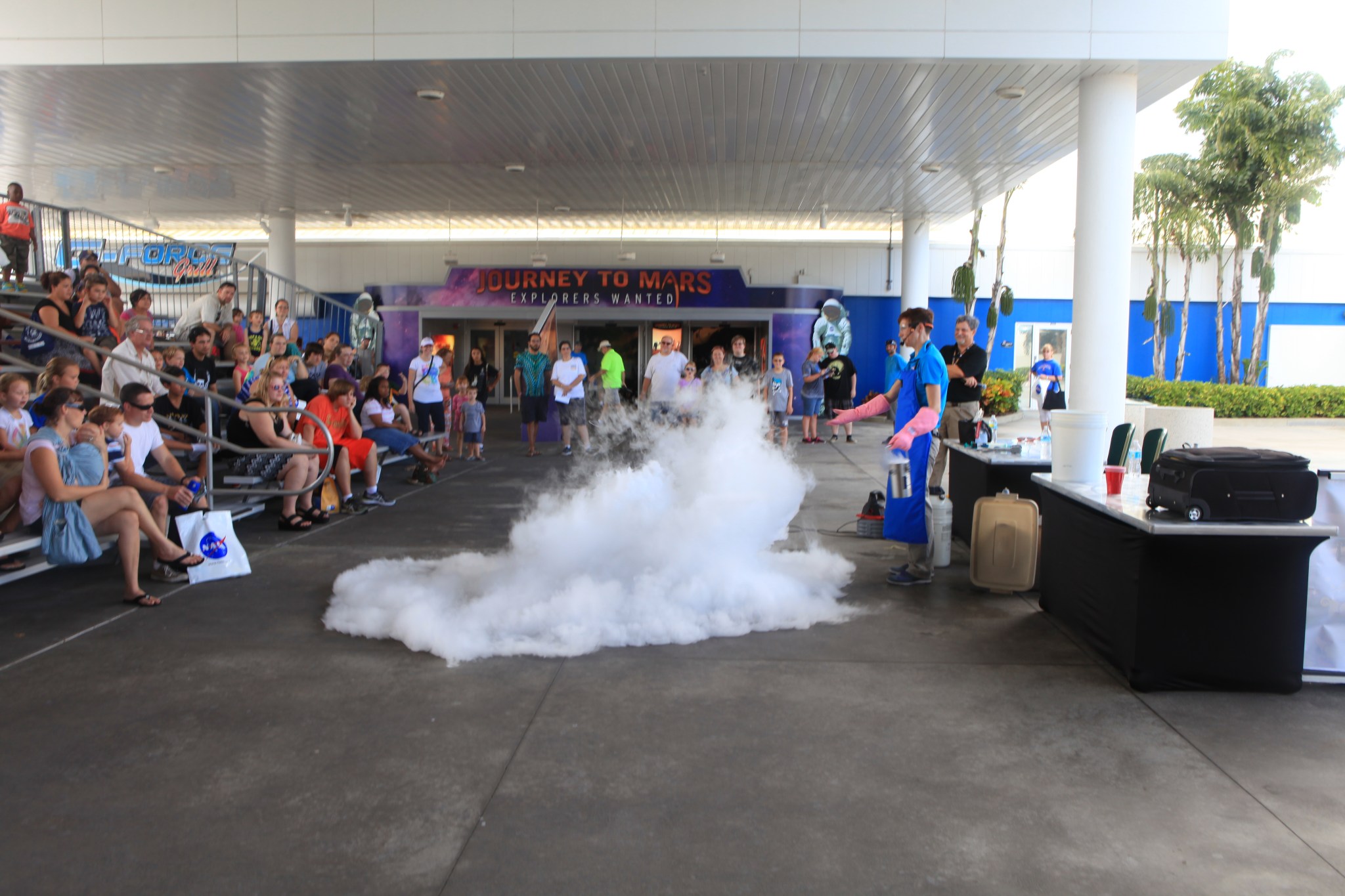 Demonstration of liquids becoming gases.